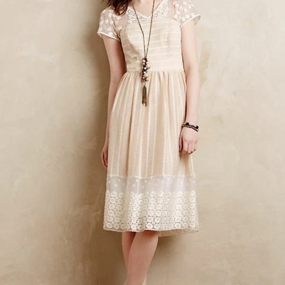 Moulinette Soeurs Dresses & Skirts - Beautiful, romantic Anthropology Moulinette Soeurs Cream Midi Dress